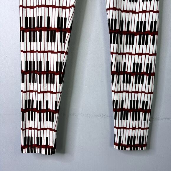 LuLaRoe Light Blue Burgundy Piano Keys Music Leggings Pants Women's One Size OS - Picture 4 of 10
